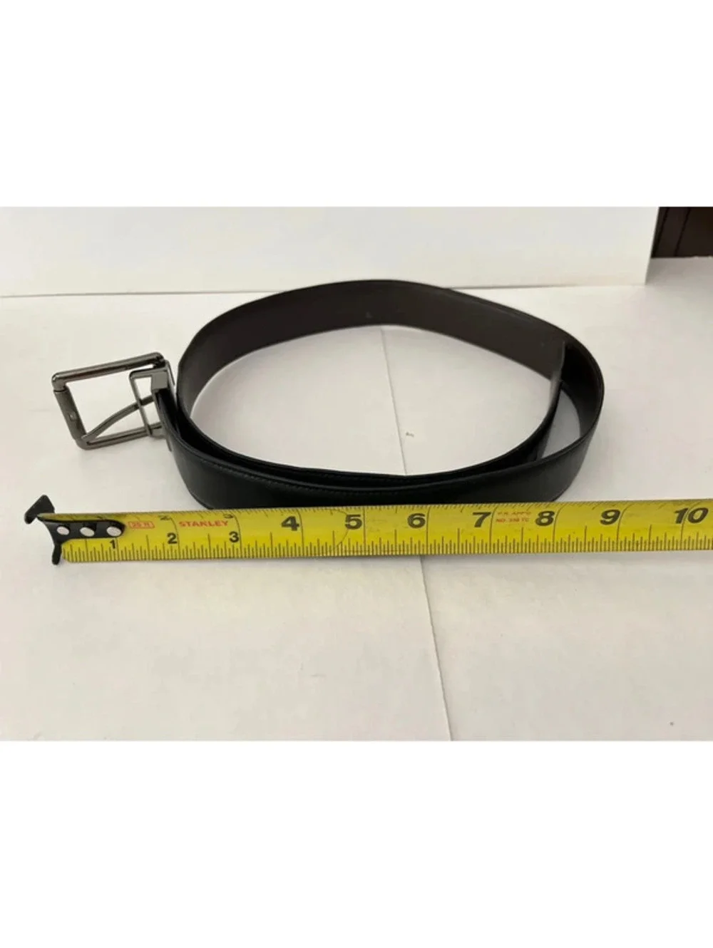 Penguin Black/Brown Leather Belt Dress Silver Buckle Men's 32/80